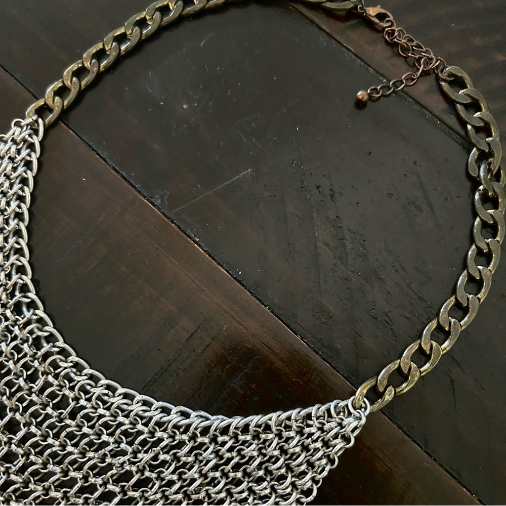 Mixed Metals Chains Statement Necklace - image 2